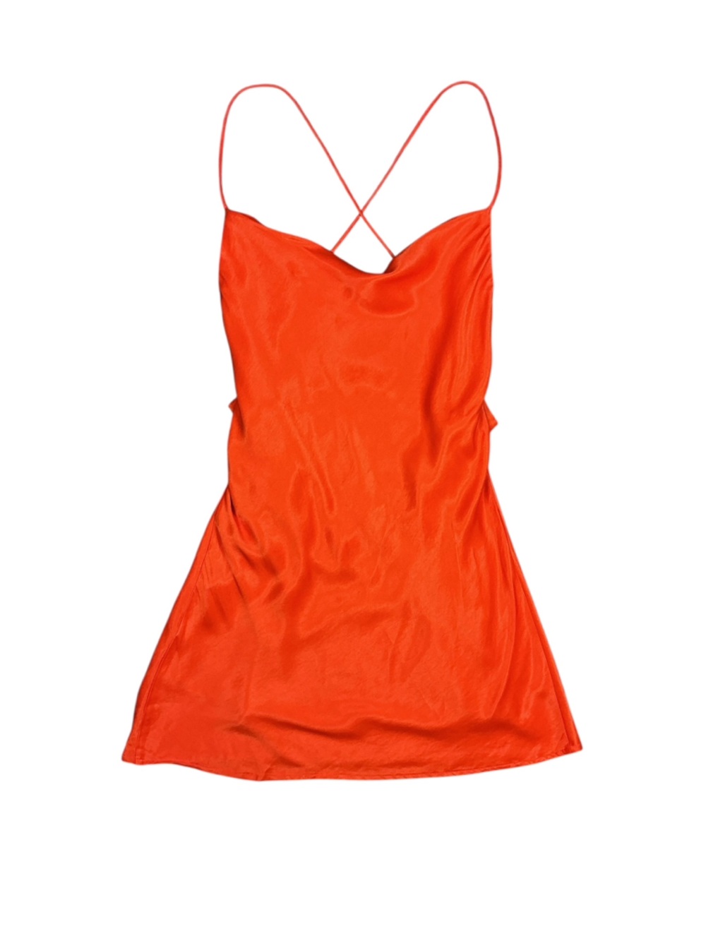 Zara Orange Satin Cowl Back Mini Dress Size M
